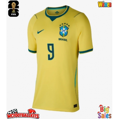 Brazil Matheus Cunha #9 Replica Home Stadium Shirt for Women World Cup 2026 Short Sleeve